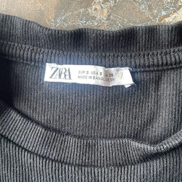 Zara Black Ruffle Sleeve Top Size 26 - Picture 7 of 11